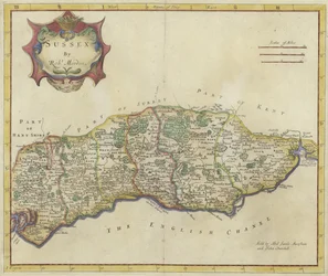 Mapa de Sussex (grabado en color)